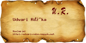 Udvari Réka névjegykártya